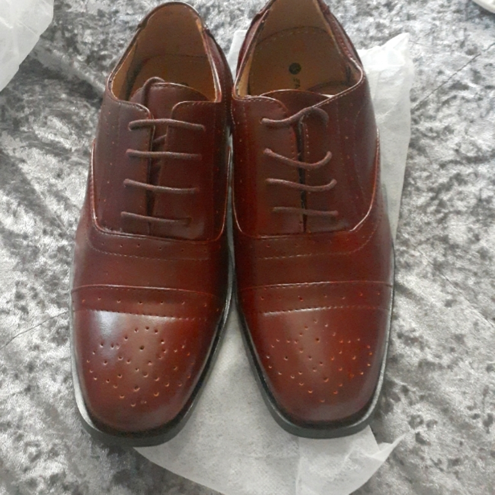 Boys-Tan Lace-Up Leather Oxford